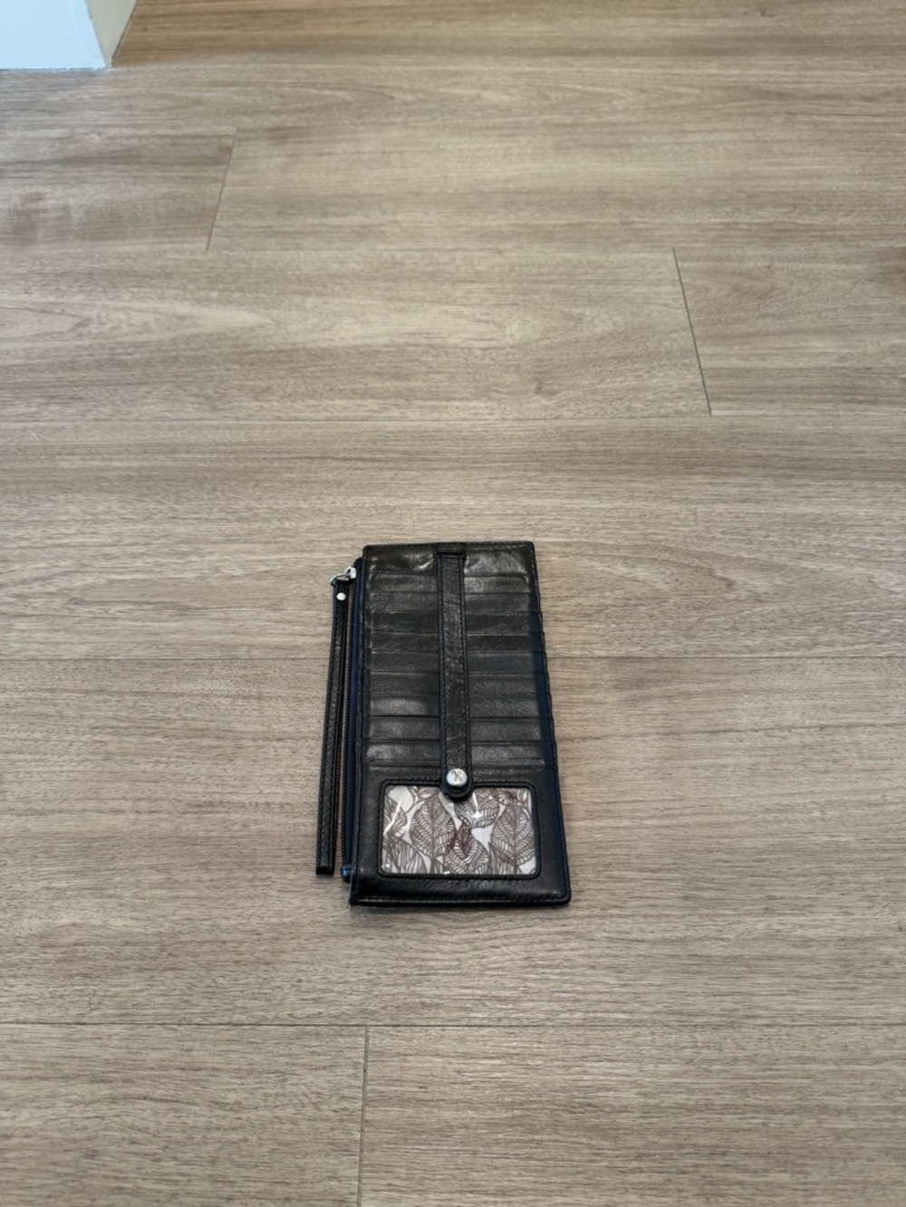 Hobo Black Leather Accordion Card & ID Holder Wallet
